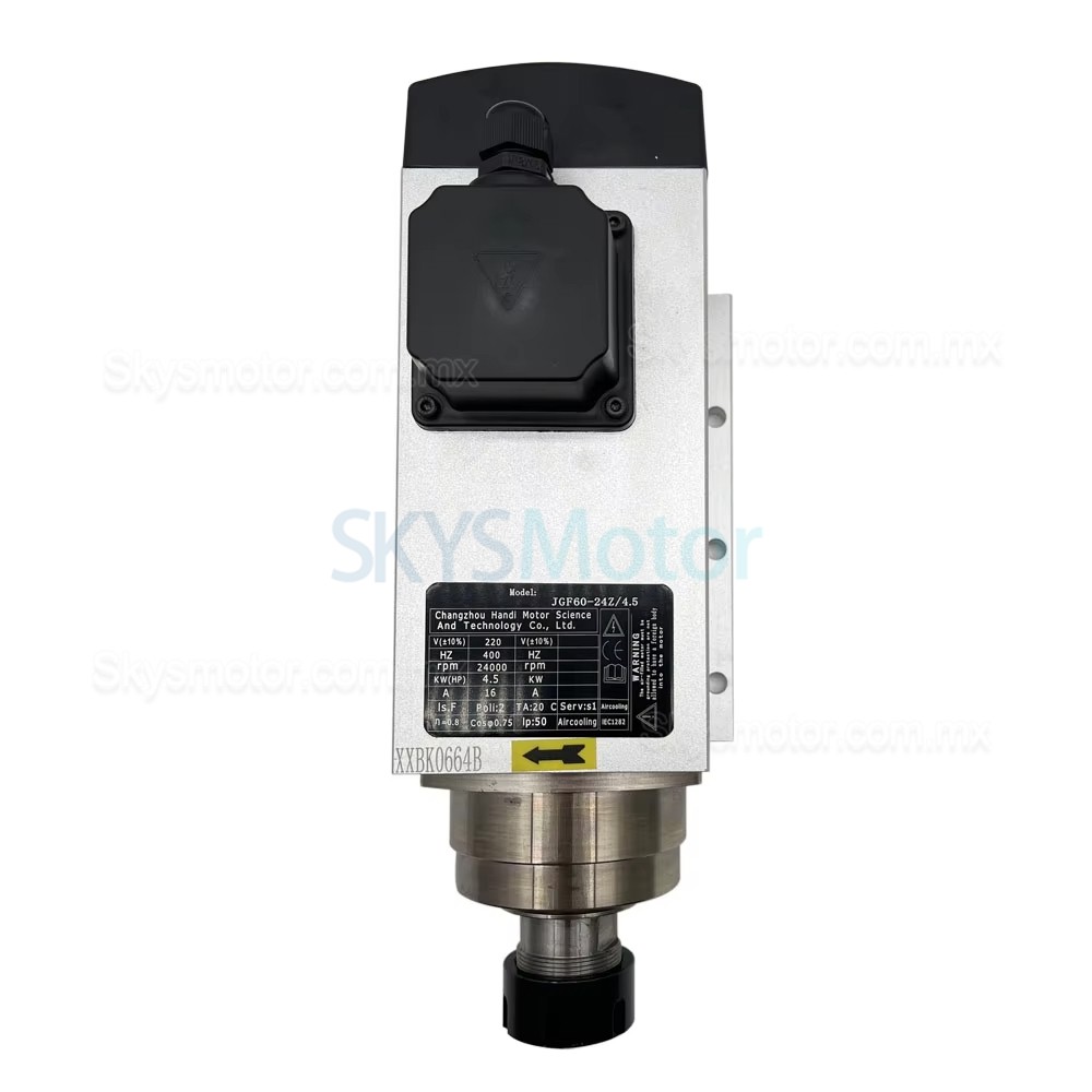 Kit de motor de husillo refrigerado por aire JGF-60-24Z/4.5 + H100-5.5S2/T4, 4,5kW, 220V/380V, con variadores de velocidad (VFD) y 13 pinzas ER32.